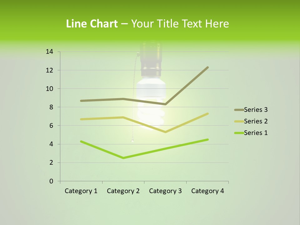 Energy-Efficient Cfl Bulb Shining At Center From A Simple Brass Fixture. Green Background Slightly Textured. PowerPoint Template