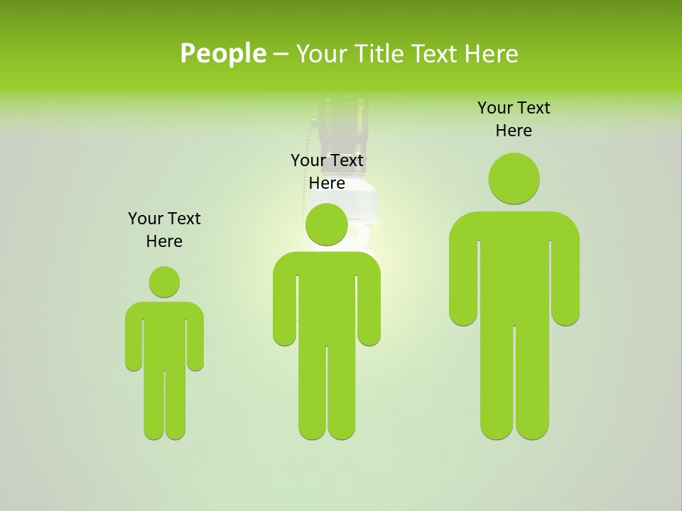 Energy-Efficient Cfl Bulb Shining At Center From A Simple Brass Fixture. Green Background Slightly Textured. PowerPoint Template