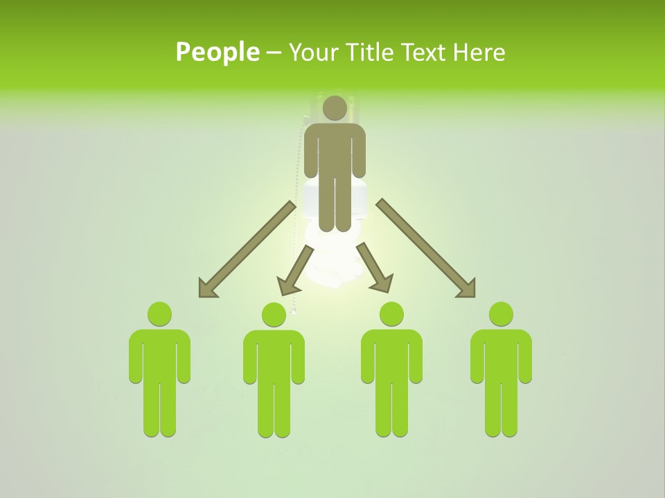 Energy-Efficient Cfl Bulb Shining At Center From A Simple Brass Fixture. Green Background Slightly Textured. PowerPoint Template