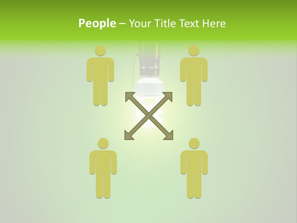 Energy-Efficient Cfl Bulb Shining At Center From A Simple Brass Fixture. Green Background Slightly Textured. PowerPoint Template