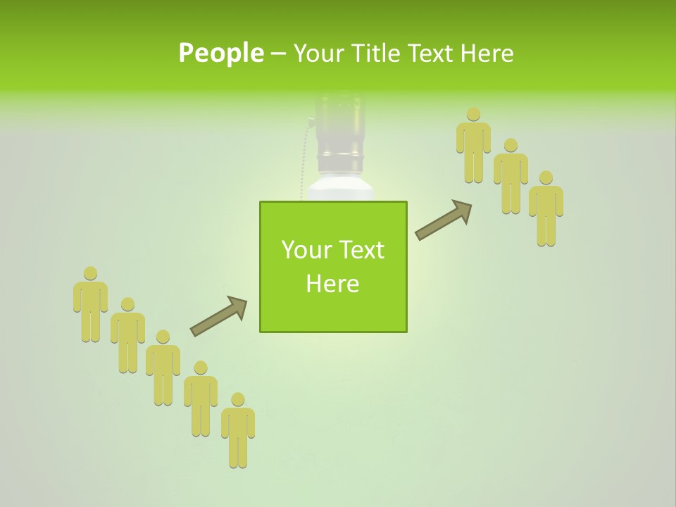 Energy-Efficient Cfl Bulb Shining At Center From A Simple Brass Fixture. Green Background Slightly Textured. PowerPoint Template