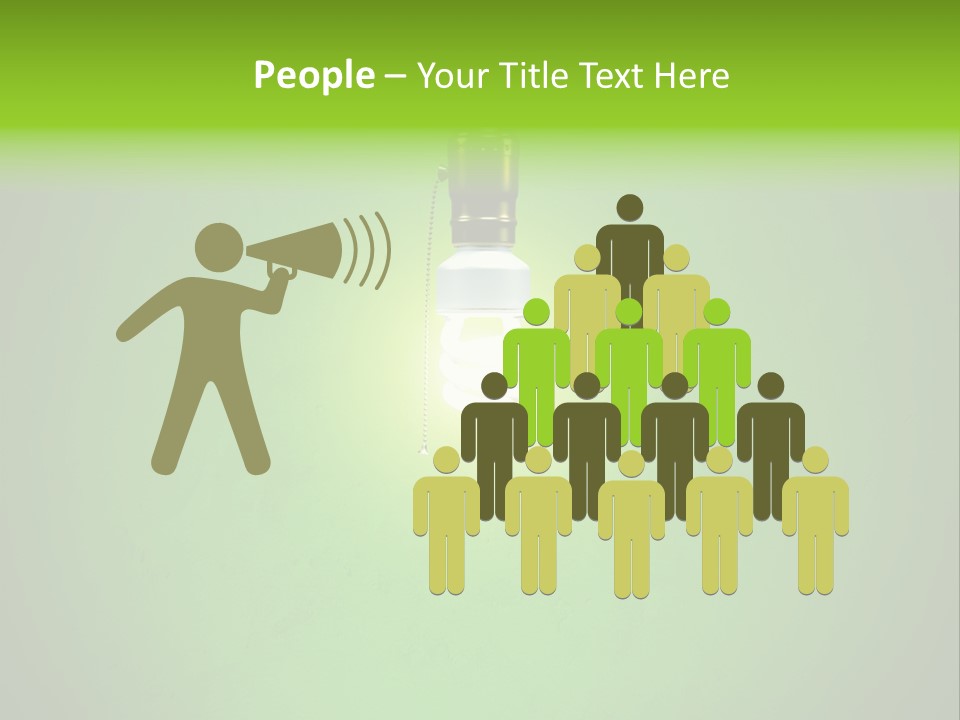 Energy-Efficient Cfl Bulb Shining At Center From A Simple Brass Fixture. Green Background Slightly Textured. PowerPoint Template