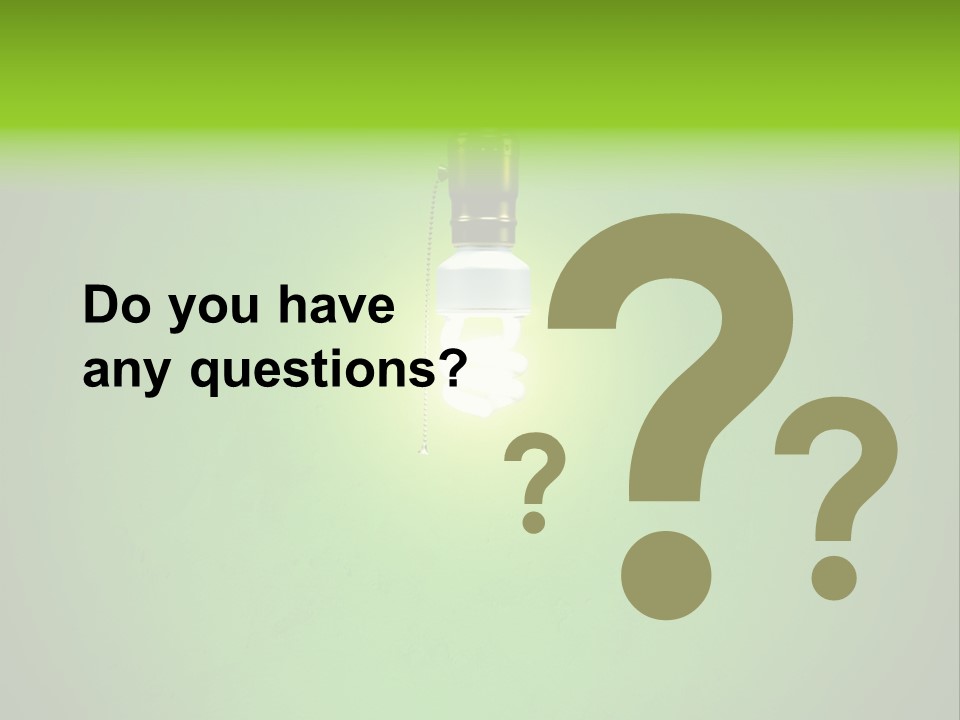 Energy-Efficient Cfl Bulb Shining At Center From A Simple Brass Fixture. Green Background Slightly Textured. PowerPoint Template