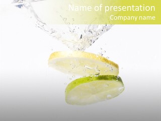 Lemon And Lime Dropped With A Splash Into Water PowerPoint Template