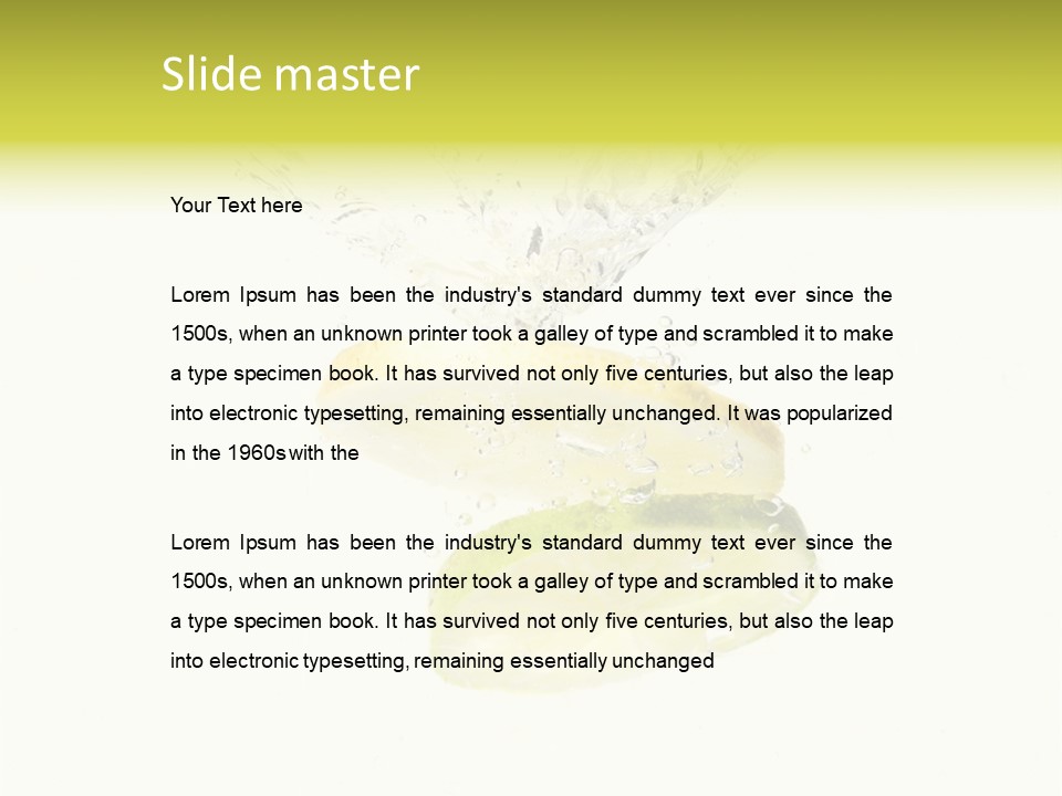 Lemon And Lime Dropped With A Splash Into Water PowerPoint Template