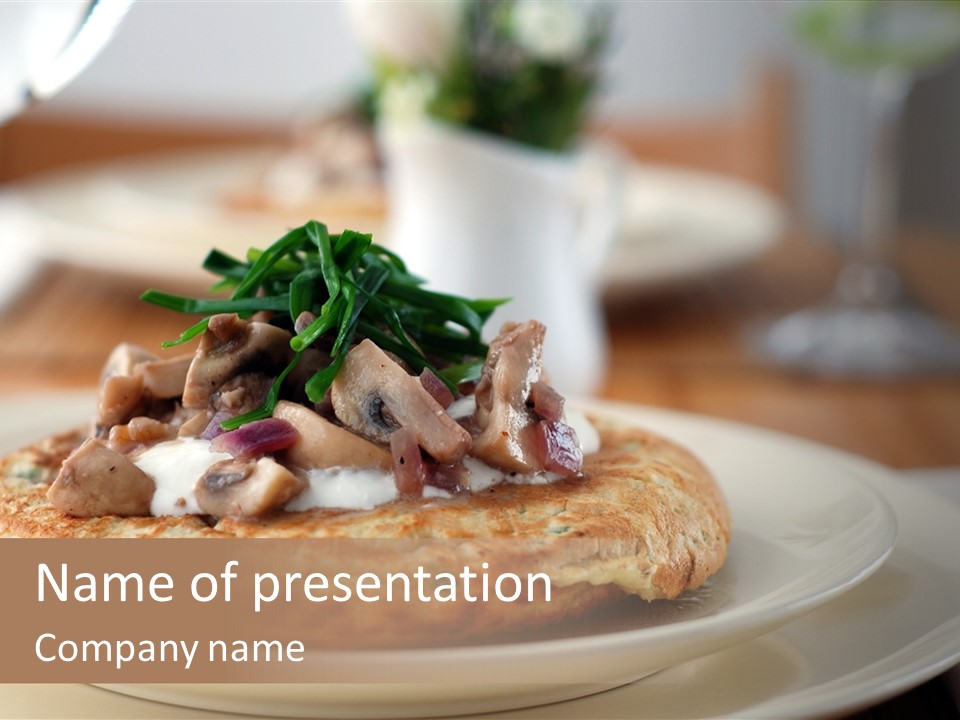 Cheese Pancakes With Mushrooms Garnish PowerPoint Template