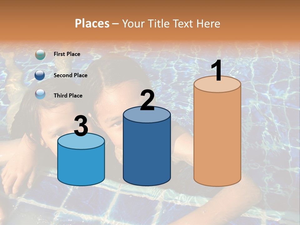 Two Girl Playing In The Pool. PowerPoint Template