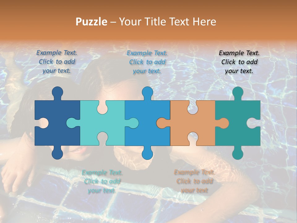 Two Girl Playing In The Pool. PowerPoint Template