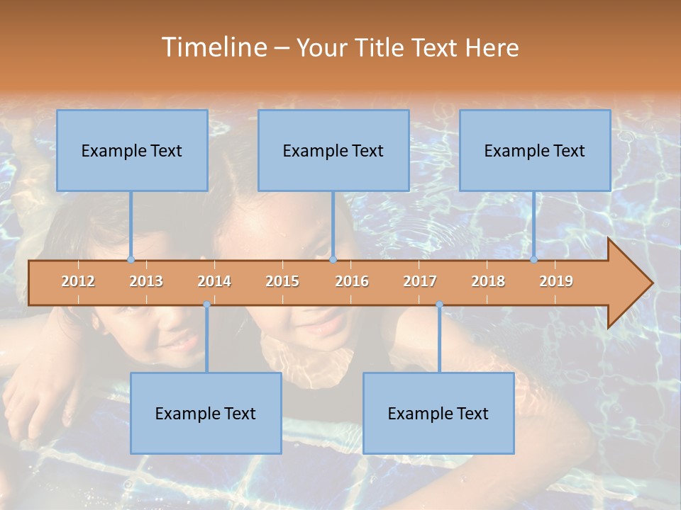 Two Girl Playing In The Pool. PowerPoint Template