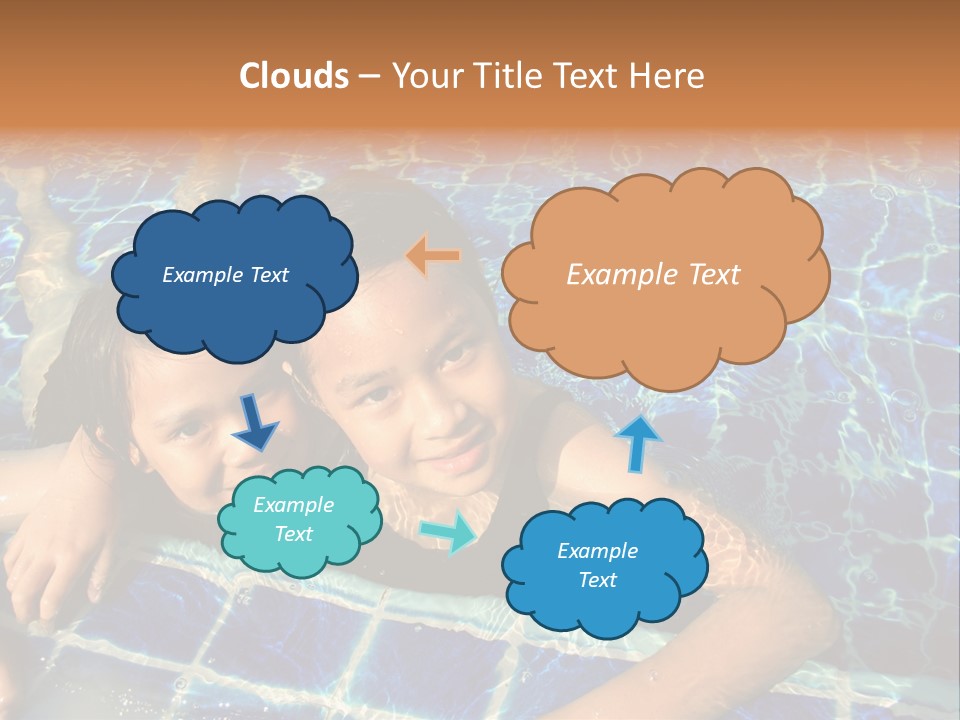 Two Girl Playing In The Pool. PowerPoint Template