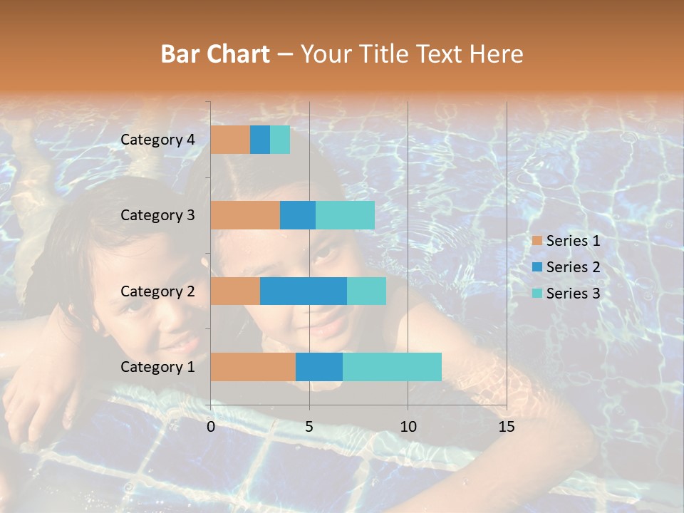 Two Girl Playing In The Pool. PowerPoint Template