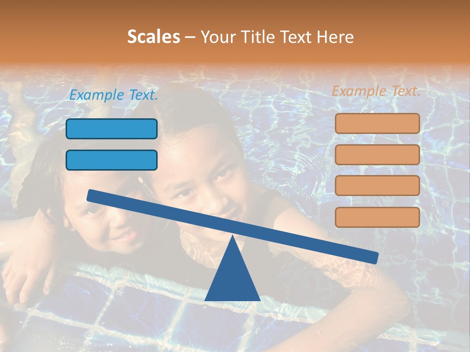 Two Girl Playing In The Pool. PowerPoint Template