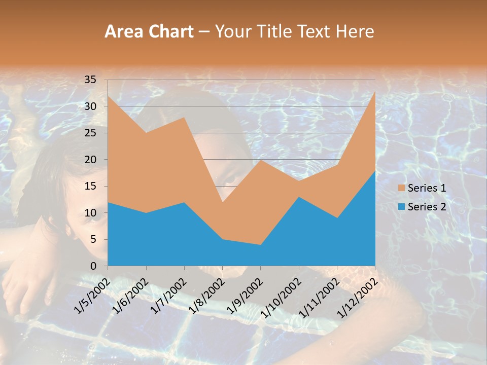 Two Girl Playing In The Pool. PowerPoint Template