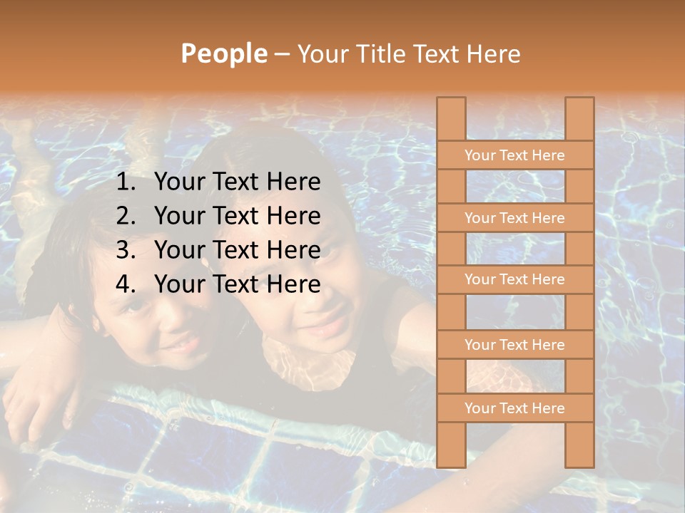 Two Girl Playing In The Pool. PowerPoint Template