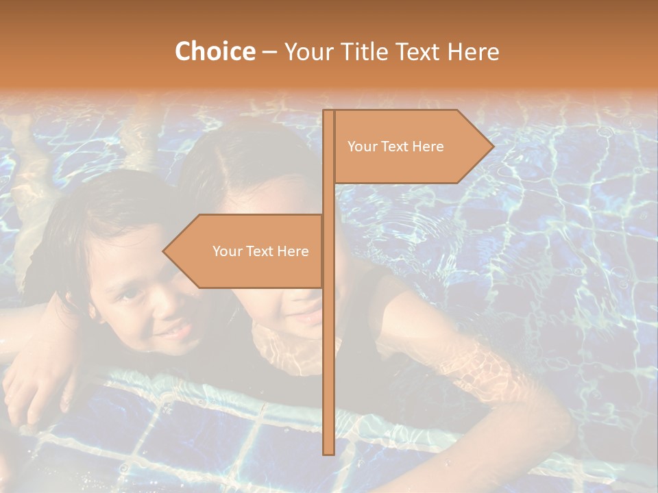 Two Girl Playing In The Pool. PowerPoint Template