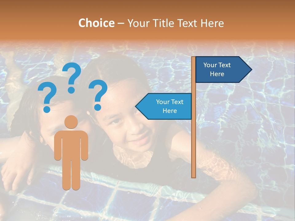 Two Girl Playing In The Pool. PowerPoint Template