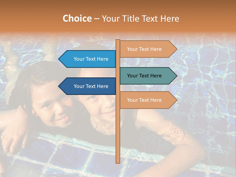 Two Girl Playing In The Pool. PowerPoint Template
