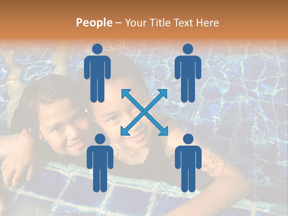 Two Girl Playing In The Pool. PowerPoint Template