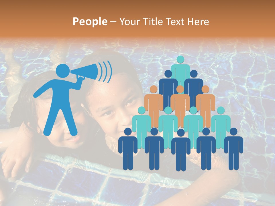 Two Girl Playing In The Pool. PowerPoint Template