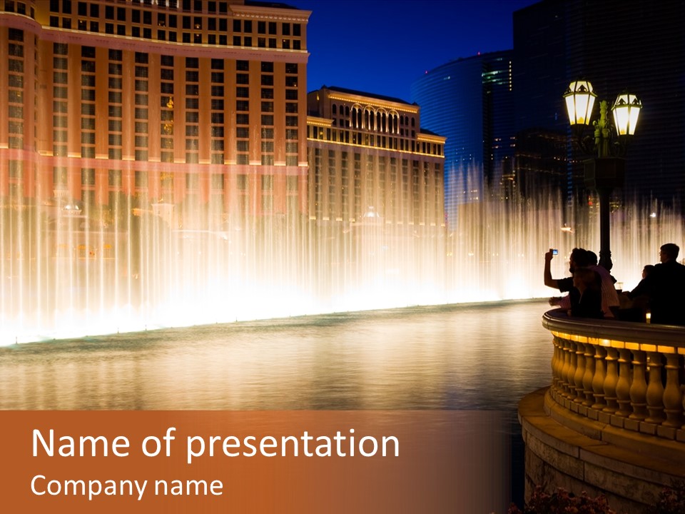 Fountains In Las Vegas At Night PowerPoint Template