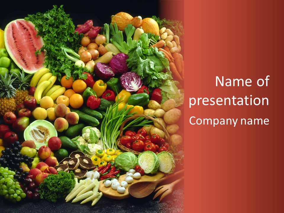 Array Of Fruit And Vegetables PowerPoint Template