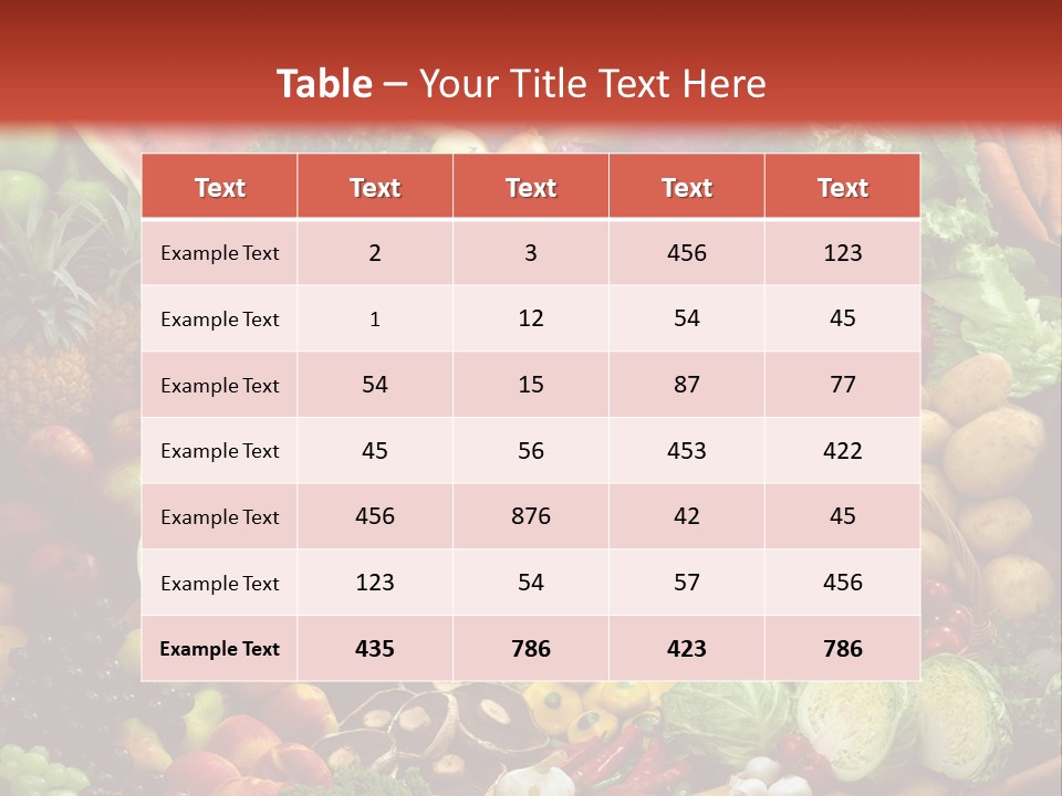 Array Of Fruit And Vegetables PowerPoint Template