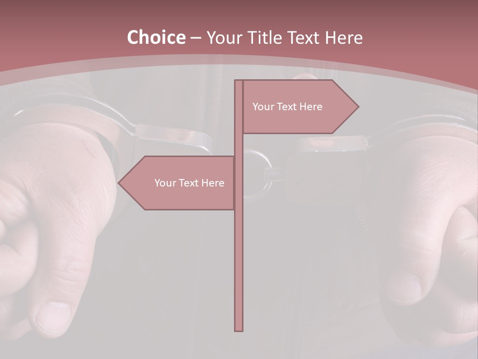 Detail Of The Hands Of A Arrested Man, With Handcuffs PowerPoint Template