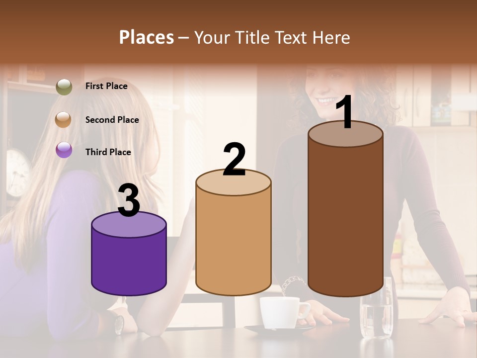 Two Friends Having Coffee And Chatting PowerPoint Template