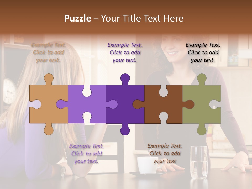 Two Friends Having Coffee And Chatting PowerPoint Template