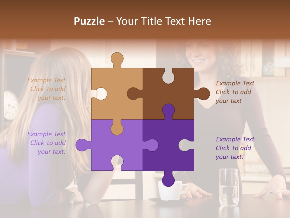 Two Friends Having Coffee And Chatting PowerPoint Template