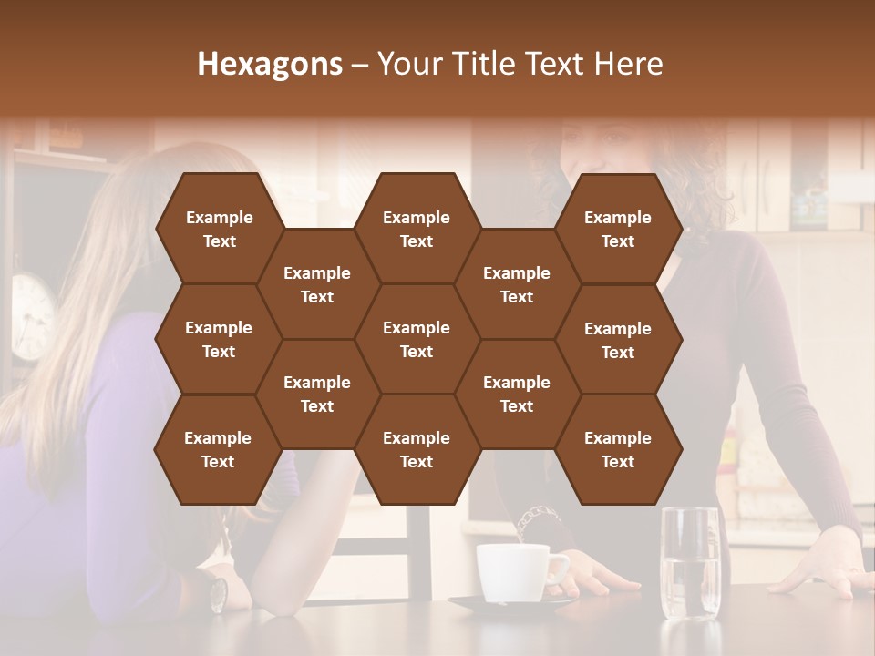 Two Friends Having Coffee And Chatting PowerPoint Template