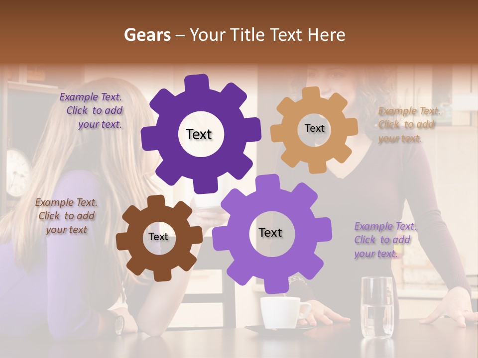 Two Friends Having Coffee And Chatting PowerPoint Template