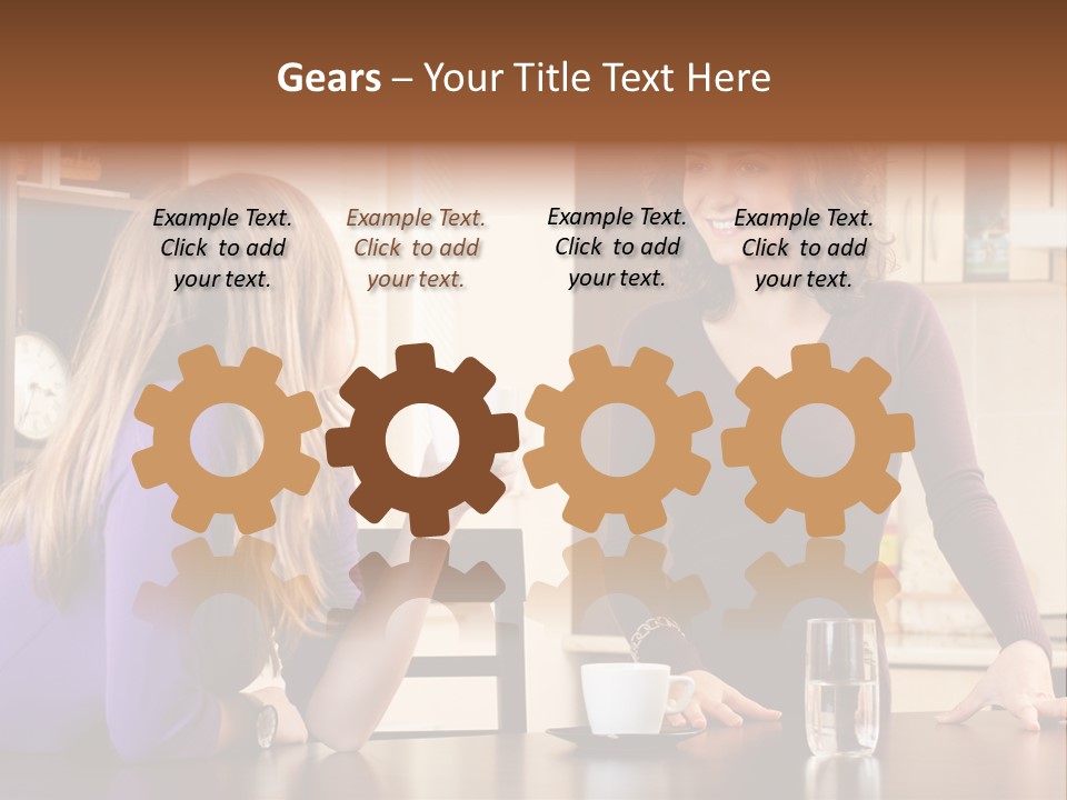 Two Friends Having Coffee And Chatting PowerPoint Template