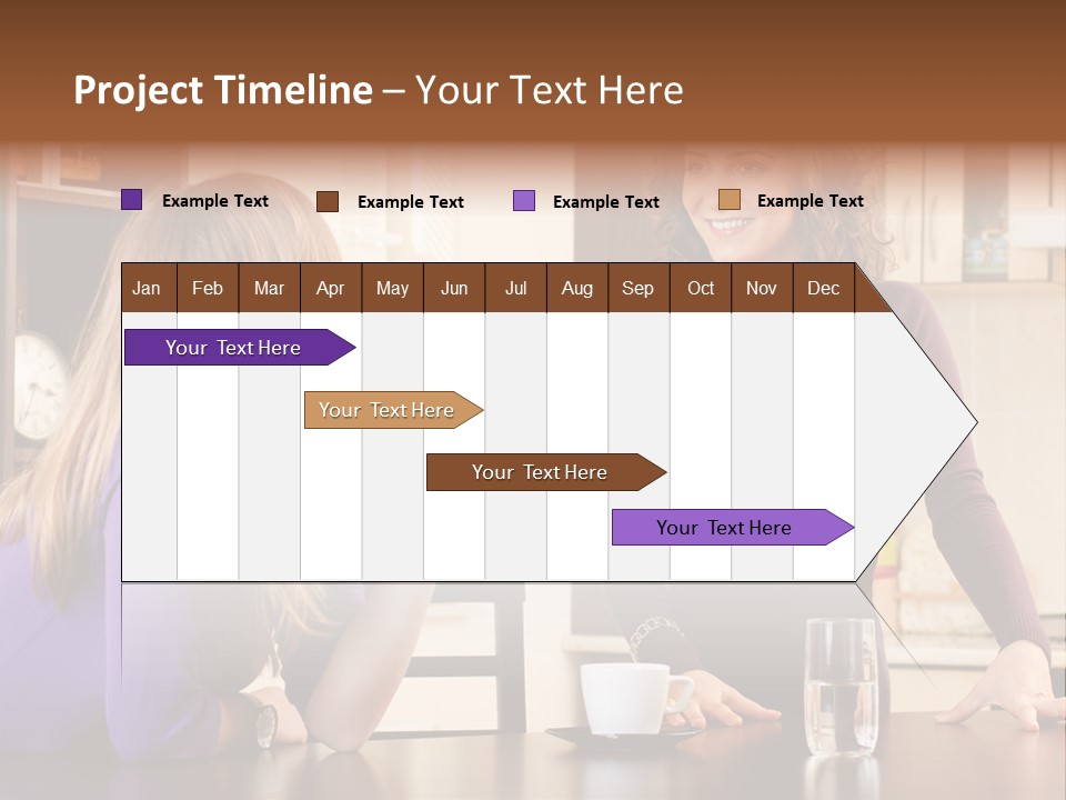 Two Friends Having Coffee And Chatting PowerPoint Template