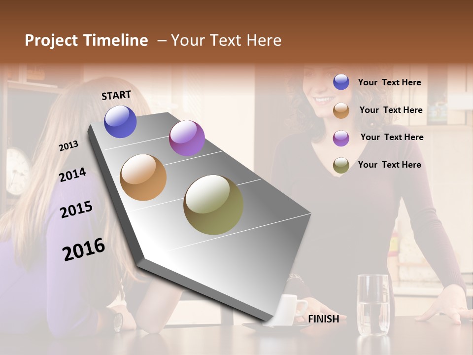 Two Friends Having Coffee And Chatting PowerPoint Template