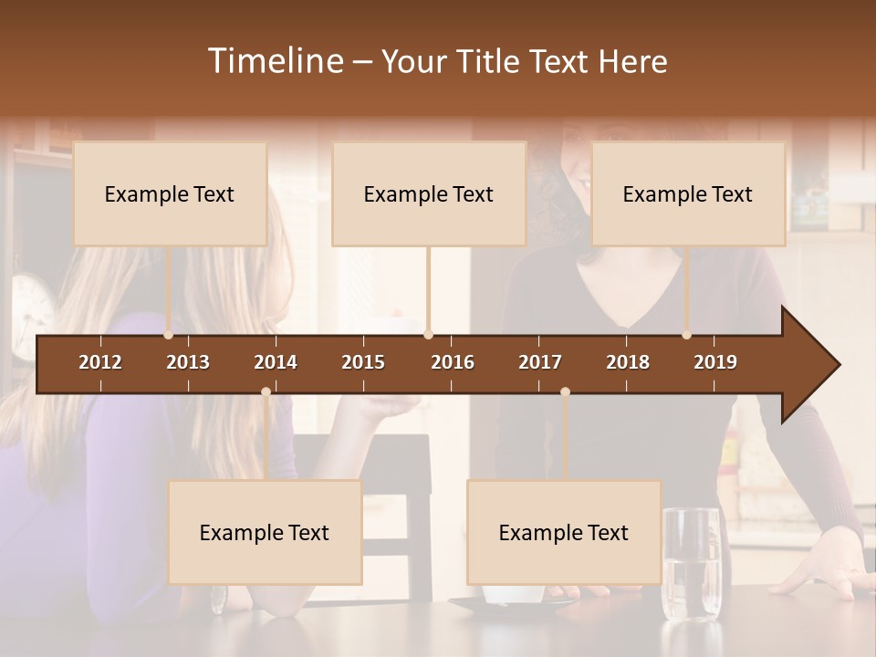 Two Friends Having Coffee And Chatting PowerPoint Template