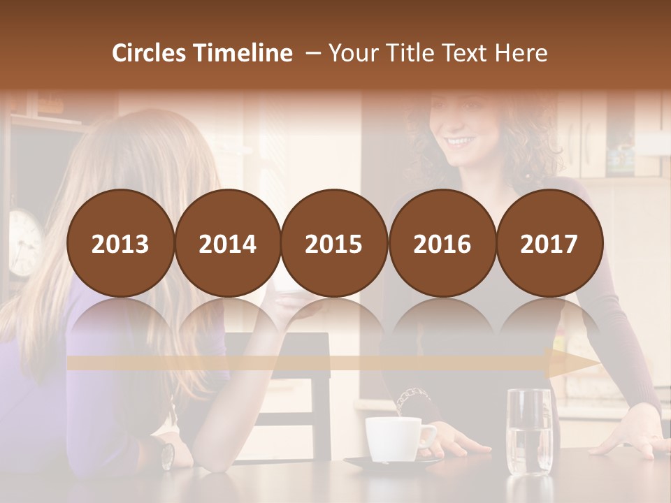 Two Friends Having Coffee And Chatting PowerPoint Template