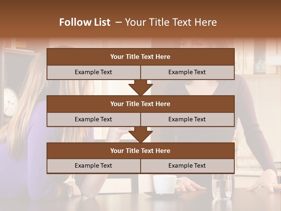 Two Friends Having Coffee And Chatting PowerPoint Template