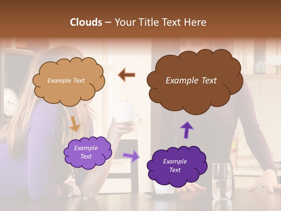 Two Friends Having Coffee And Chatting PowerPoint Template
