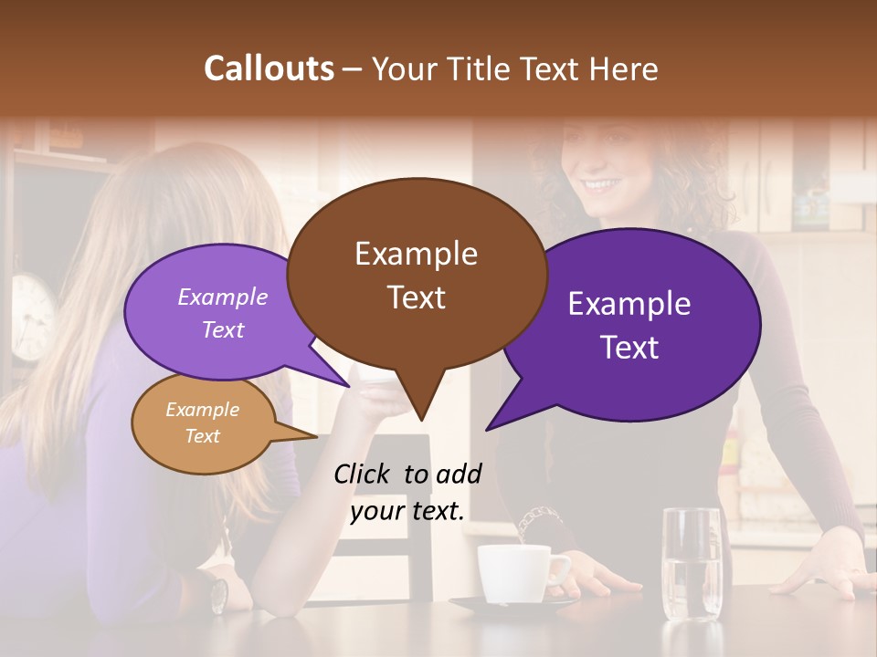 Two Friends Having Coffee And Chatting PowerPoint Template