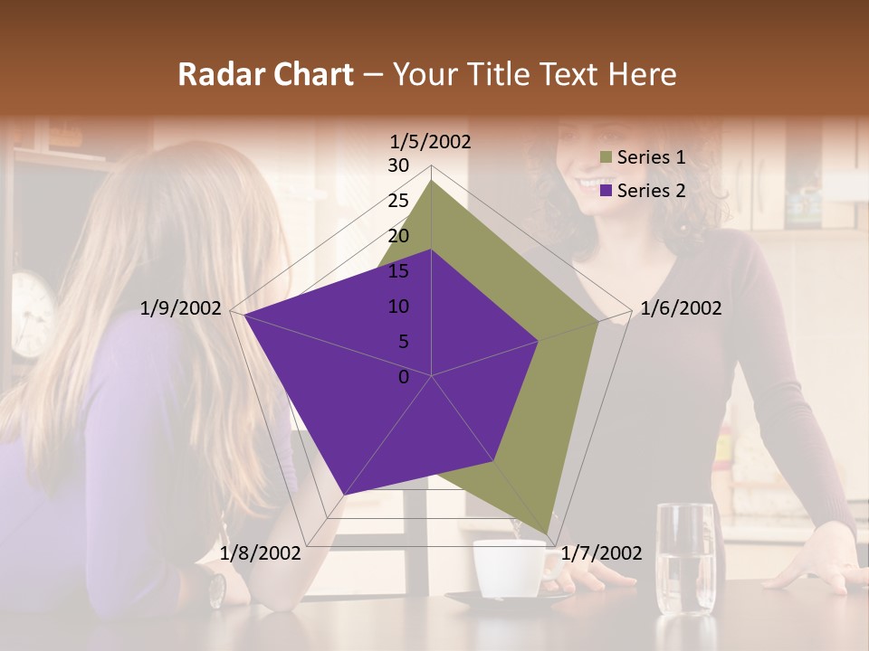 Two Friends Having Coffee And Chatting PowerPoint Template