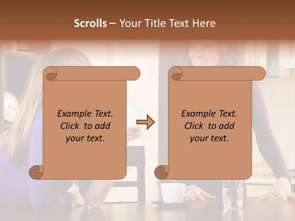 Two Friends Having Coffee And Chatting PowerPoint Template