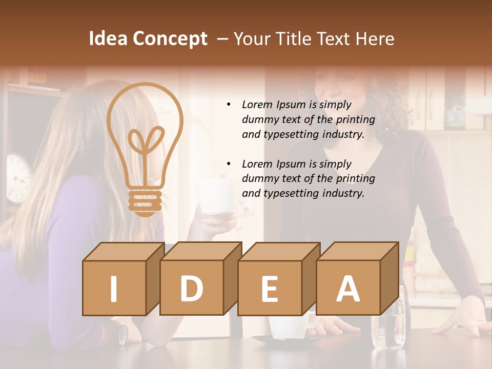 Two Friends Having Coffee And Chatting PowerPoint Template