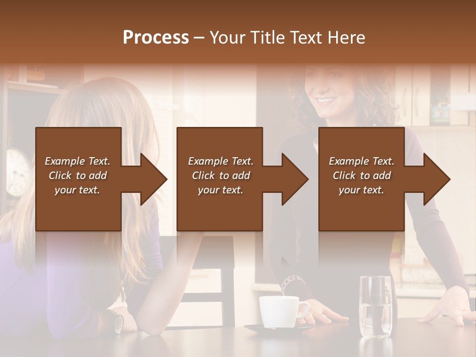 Two Friends Having Coffee And Chatting PowerPoint Template