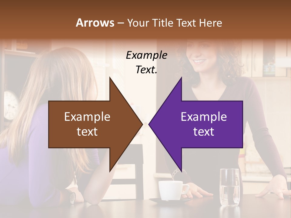 Two Friends Having Coffee And Chatting PowerPoint Template