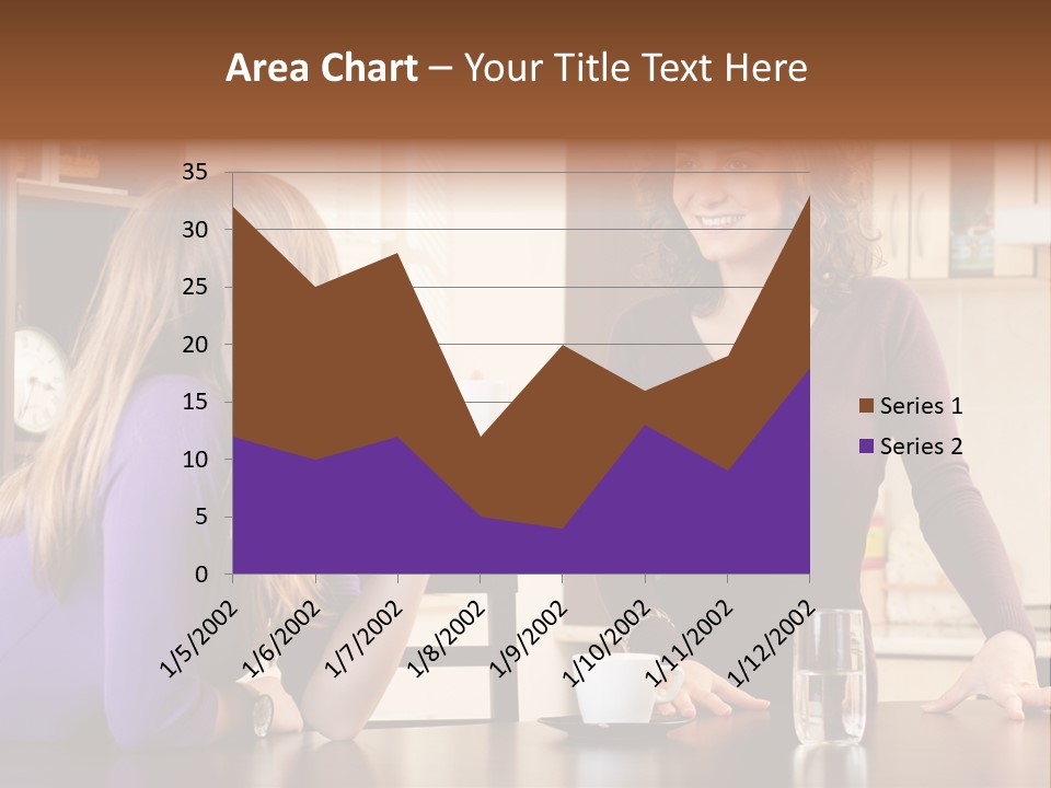 Two Friends Having Coffee And Chatting PowerPoint Template