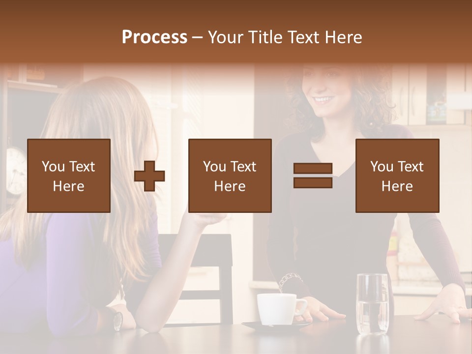 Two Friends Having Coffee And Chatting PowerPoint Template