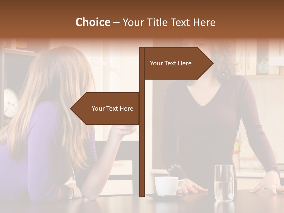 Two Friends Having Coffee And Chatting PowerPoint Template