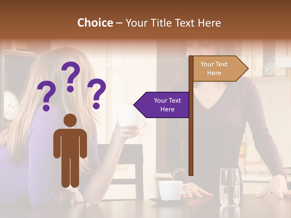 Two Friends Having Coffee And Chatting PowerPoint Template