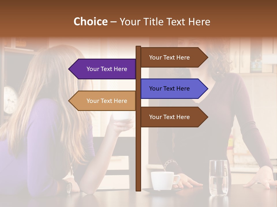 Two Friends Having Coffee And Chatting PowerPoint Template